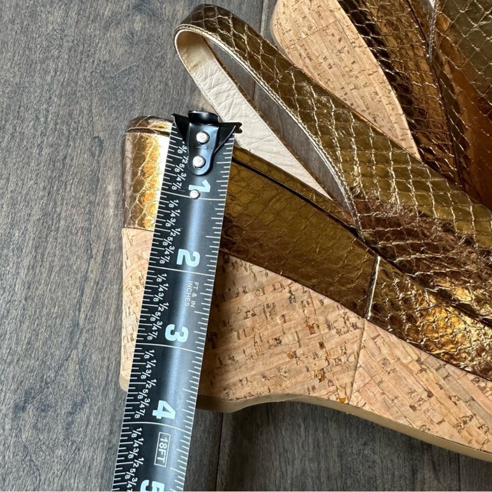 [PRADA] Gold Slingback Wedge Sandals - Picture 12 of 13